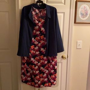 NWOT Roaman’s 2pc dress/jacket 100% polyester. Sleeveless dress. Sz 30W.